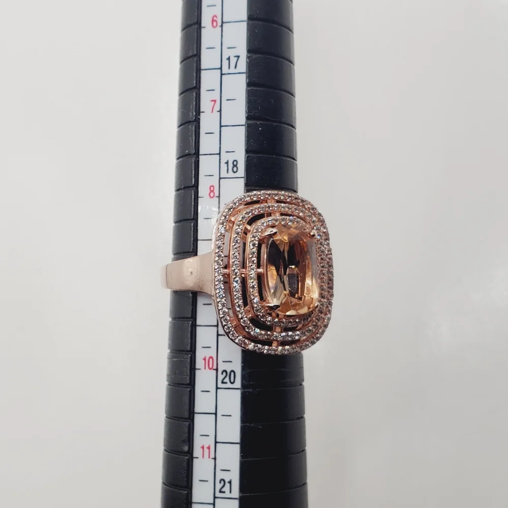 18k Rose Gold Triple Halo Morganite Ring